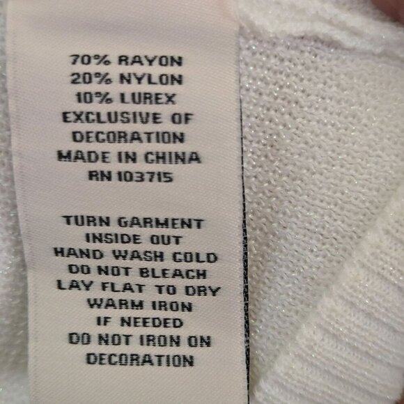 Nanette Lepore White Sparkle Pleated Bishop Sleeve Button Detail Sweater Size M - Picture 11 of 11